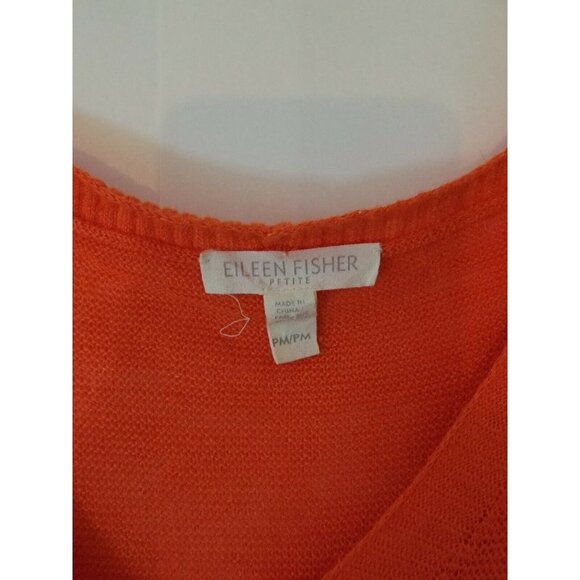 Eileen Fisher Womens Petite Lightweight Orange Knit Sweater  Size PM - Picture 3 of 4